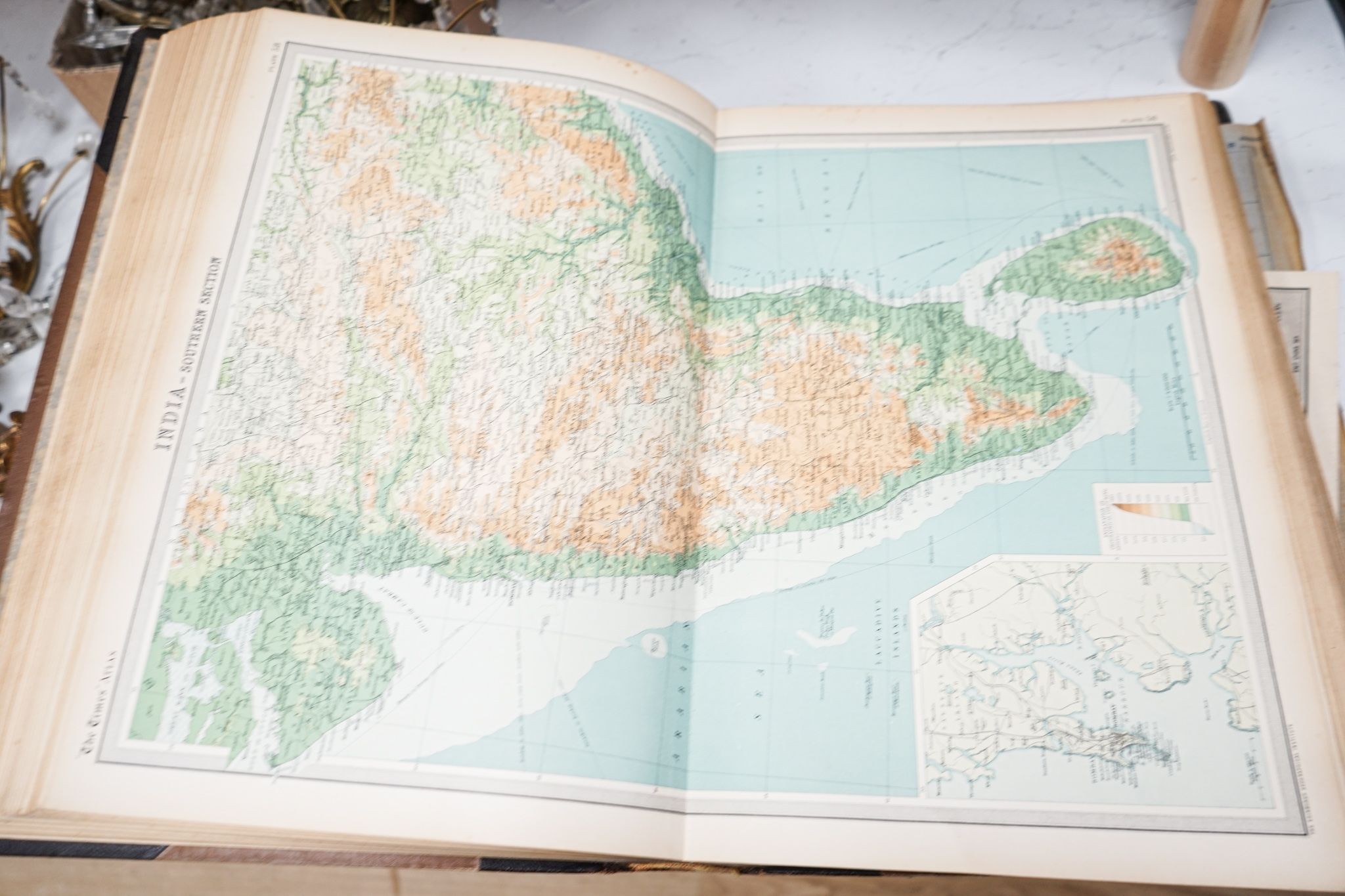 The Times bound atlas, 1921, half calf